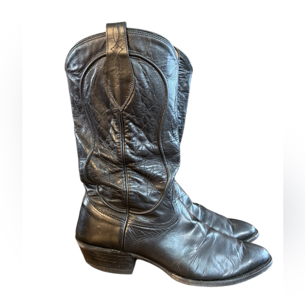 Nocona Black Heeled Cowgirl Boots with Decorative Stitching Women’s Size 10